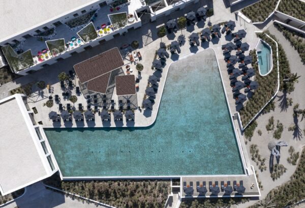 NOŪS_Santorini_Main_Outdoor_Pool_Drone_View