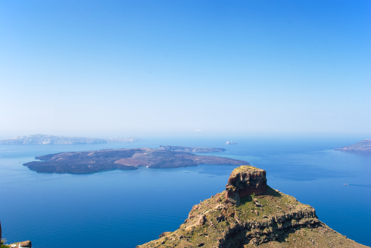 "The Promontory Of Skaros, On Santorini, A Greek Island. Looking Out Across The Caldera.Other Images:"